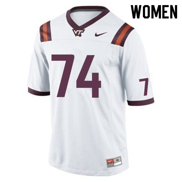 Women #74 Doug Nester Virginia Tech Hokies College Football Jerseys Sale-White
